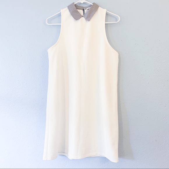 Zara Dresses & Skirts - Zara Trafulac White Shift Dress with Collar Small